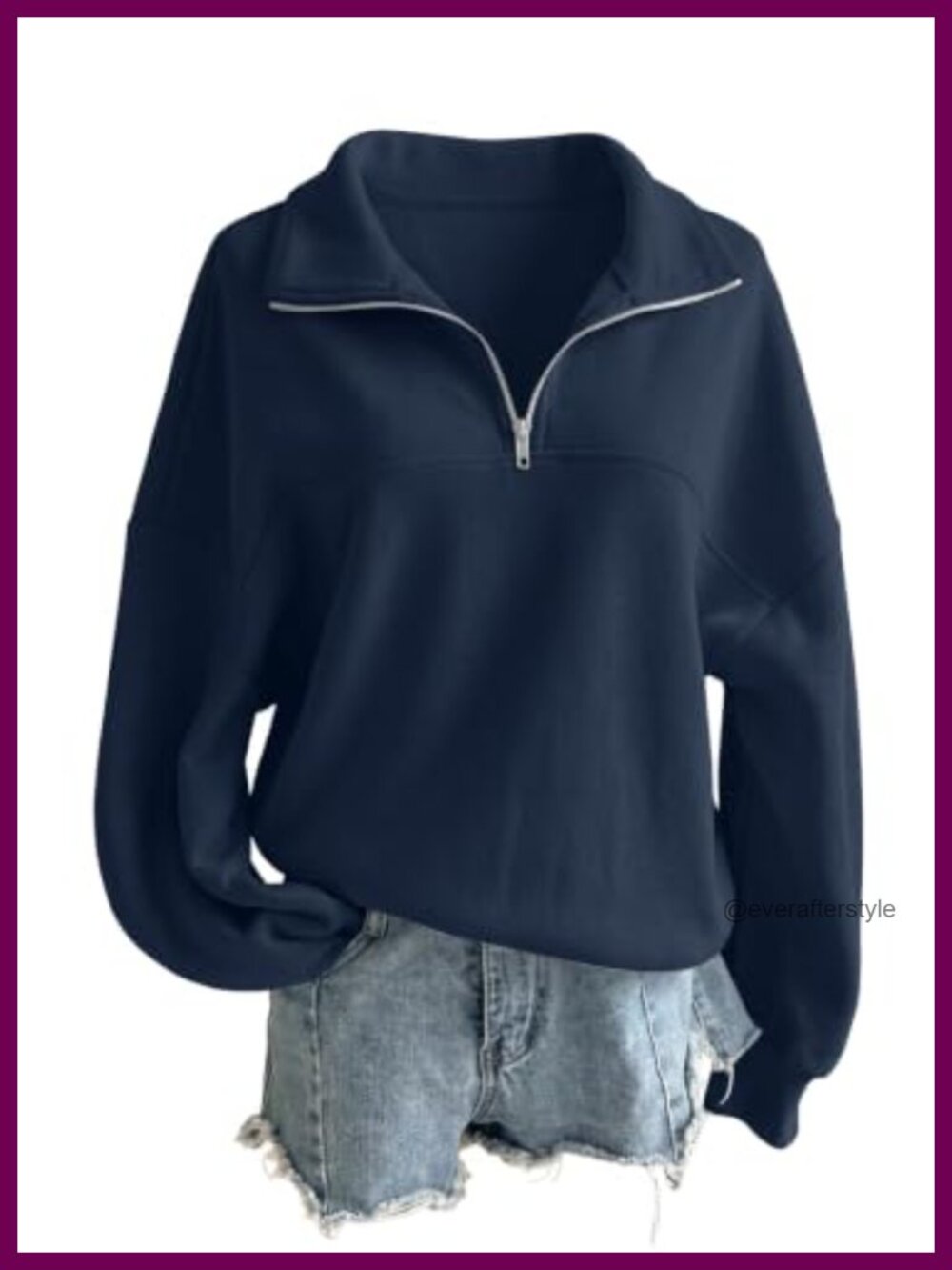 Women's Fleece Half Zip Pullover Sweatshirt Mock Neck Oversized Casual